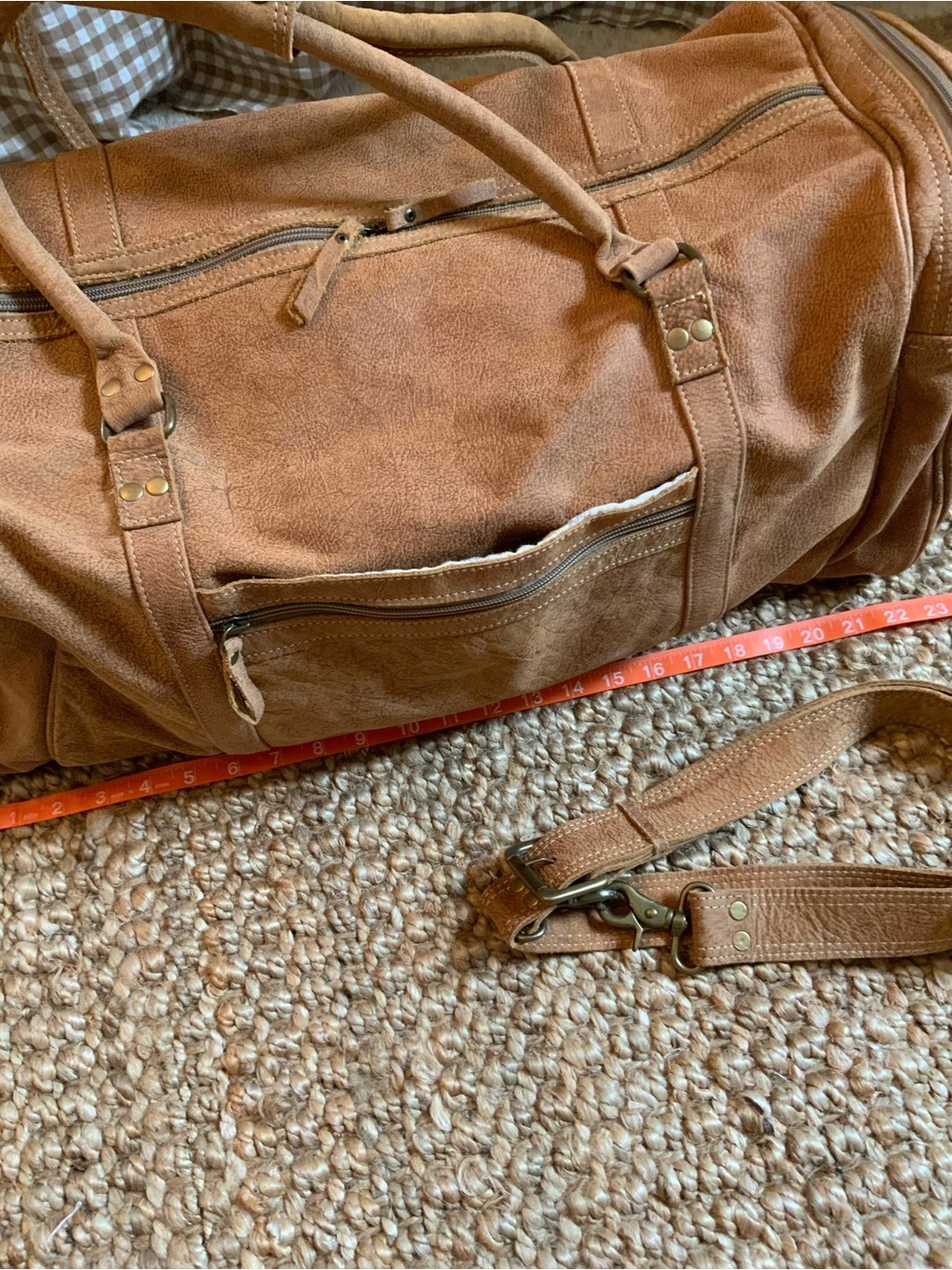 Myra NWOT Leather Duffel Bag - Classic Travel Weekender - Picture 16 of 16